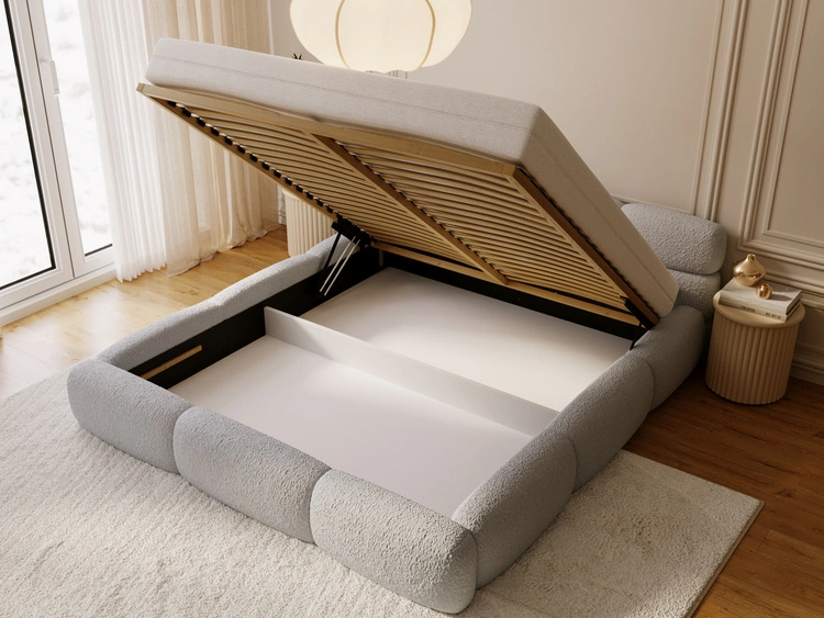 Polsterbett mit Bettkasten und Bettrost 140x200 Sweet Low Grau