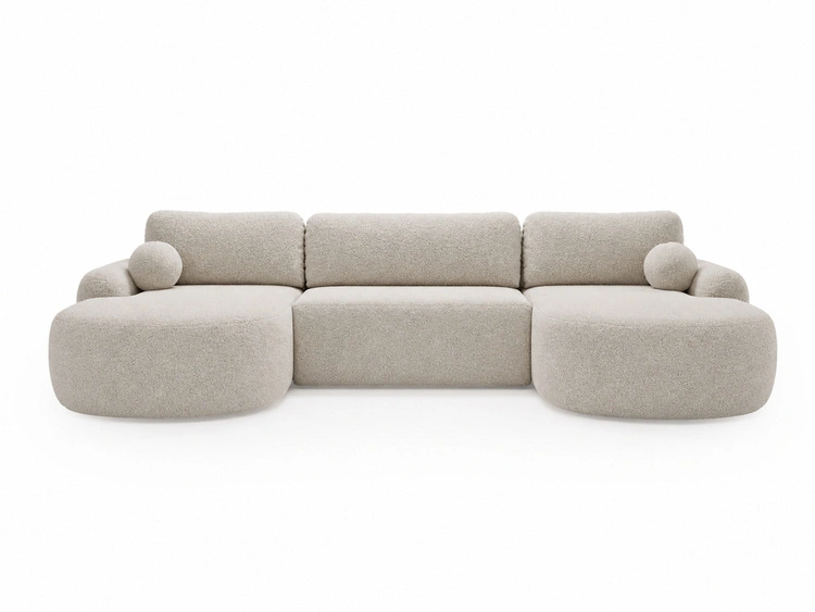 Wohnlandschaft mit Schlaffunktion und Bettkasten Aurio Creme