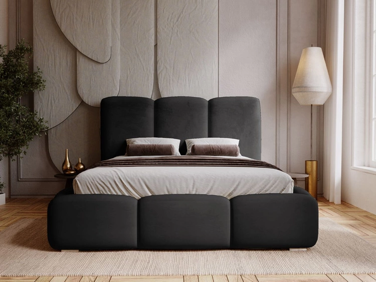 Polsterbett mit Bettkasten und Lattenrost 200x200 Bubble Schwarz