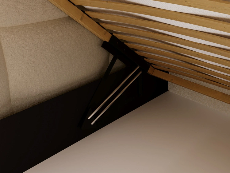 Gepolstertes Jugend-Einzelbett mit Bettkasten und Lattenrost 90x200 Modo One Links Beige