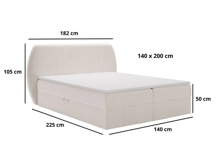 Boxspringbett mit Bettkasten 140x200 Bogota Beige