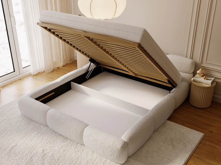 Polsterbett mit Bettkasten und Bettrost 180x200 Sweet Low Beige