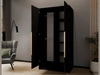 Kleiderschrank mit Spiegel 100 cm Lucca Schwarz mit goldenen Griffen