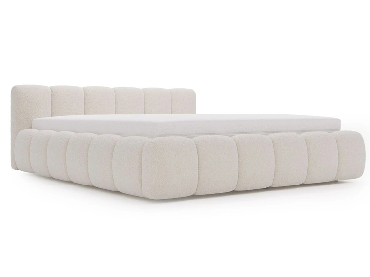 Polsterbett ohne Bettkasten mit Lattenrost 120x200 Cloud Low aus Bouclé-Stoff Beige
