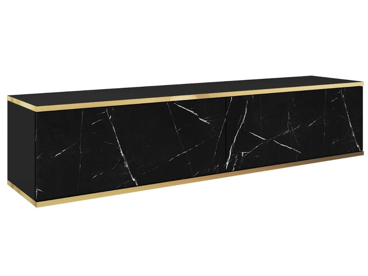 TV-Lowboard Hänge mit Türen 135 cm Diolo Schwarzer Marmor mit glatter Front