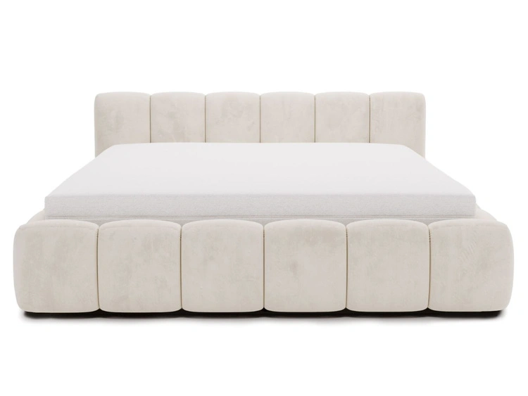 Polsterbett ohne Bettkasten mit Lattenrost 200x200 Cloud Low aus Samtstoff Beige