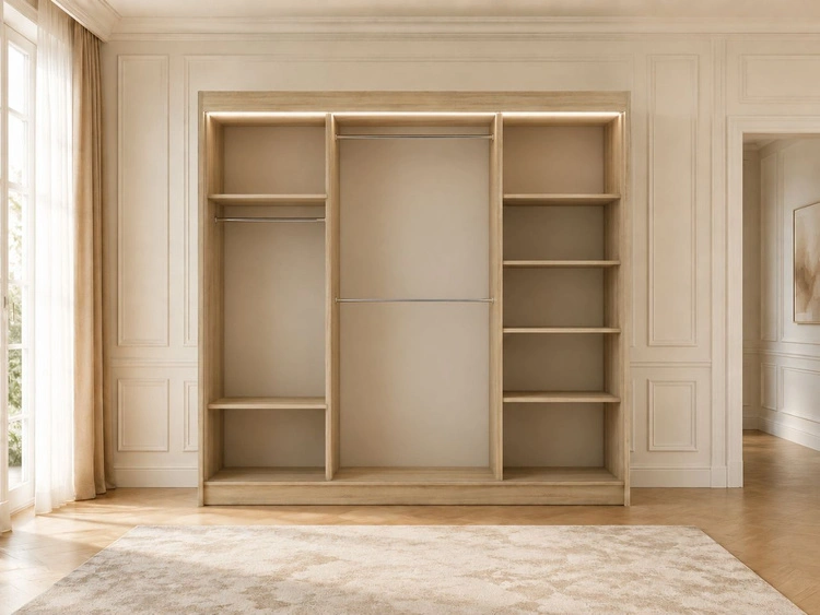 Schiebetürenschrank 250 cm mit LED-Beleuchtung Diano Eiche Sonoma