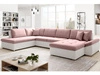 Wohnlandschaft mit Schlaffunktion Links Moni U Rosa, Weiß 
