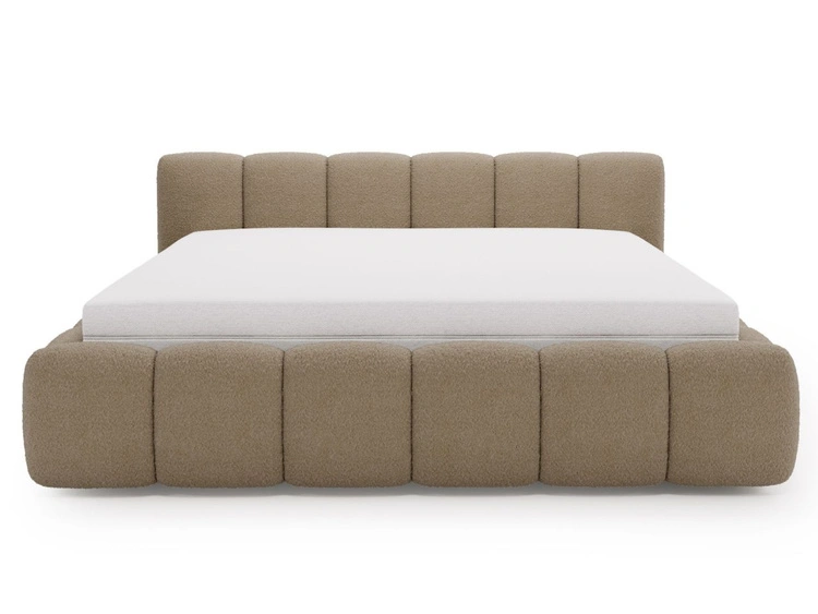 Polsterbett ohne Bettkasten mit Lattenrost 200x200 Cloud Low aus Bouclé-Stoff Braun