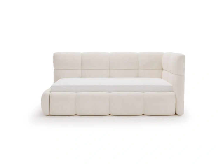Gepolstertes Jugend-Einzelbett mit Bettkasten und Lattenrost 90x200 Modo One Links Beige