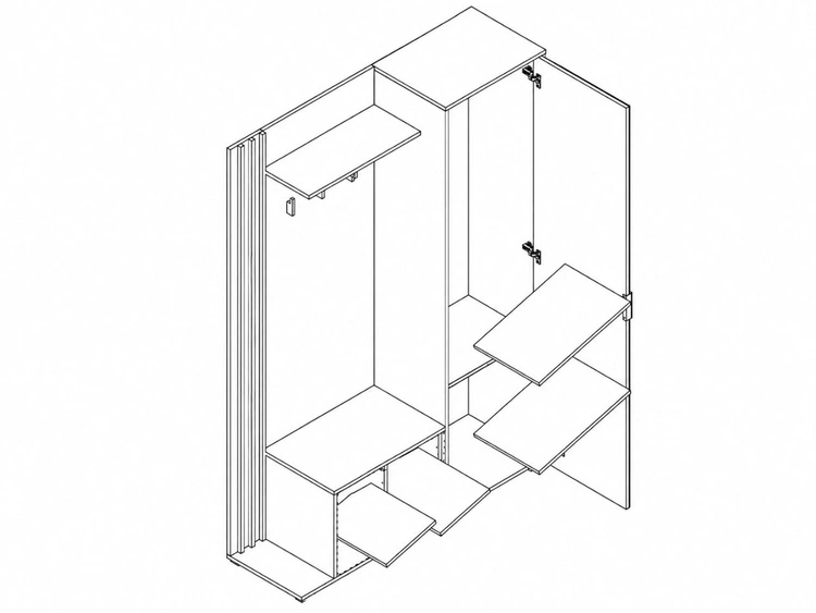 Garderobe mit Spiegel und Kleiderhaken Macron Graphit Artisan Eiche
