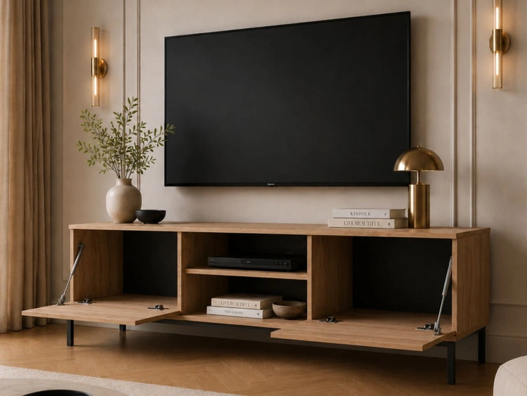TV-Lowboard mit Türen 150 cm Soroko Hickory