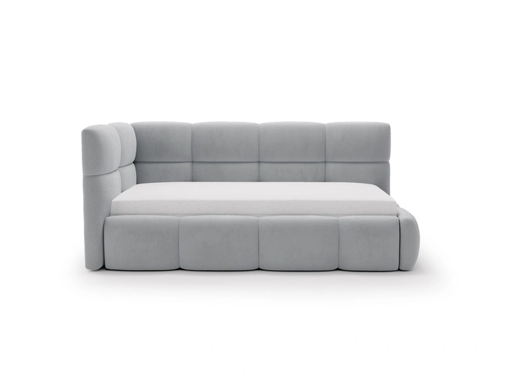 Gepolstertes Jugend-Einzelbett mit Bettkasten und Holzrost 90x200 Modo One Rechts Grau