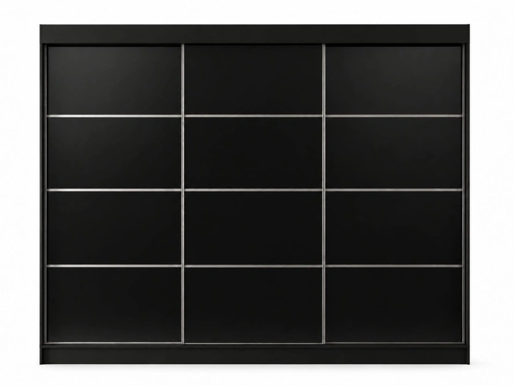 Schiebetürenschrank mit Sprossen 250 cm mit LED-Beleuchtung Ponti Schwarz