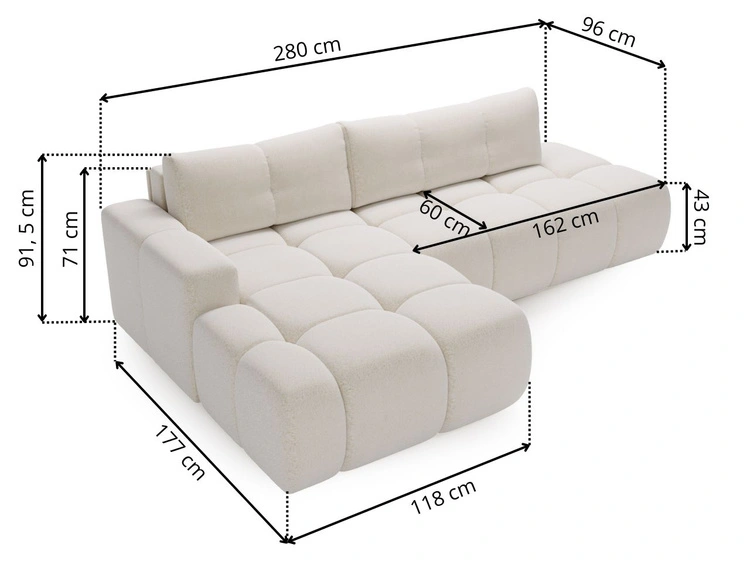 Ecksofa L-Form Links mit Schlaffunktion und Bettkasten Montero Braun