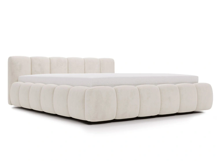 Polsterbett ohne Bettkasten mit Lattenrost 160x200 Cloud Low aus Samtstoff Beige