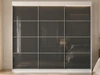 Schiebetürenschrank mit Sprossen 250 cm mit LED-Beleuchtung Ponti Weiß, Grau