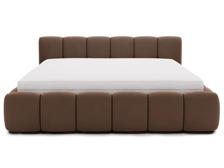 Polsterbett ohne Bettkasten mit Lattenrost 160x200 Cloud Low aus Samtstoff Braun