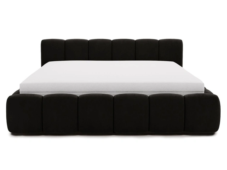 Polsterbett ohne Bettkasten mit Lattenrost 200x200 Cloud Low aus Samtstoff Schwarz