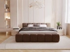 Polsterbett ohne Bettkasten mit Lattenrost 200x200 Cloud Low aus Samtstoff Braun
