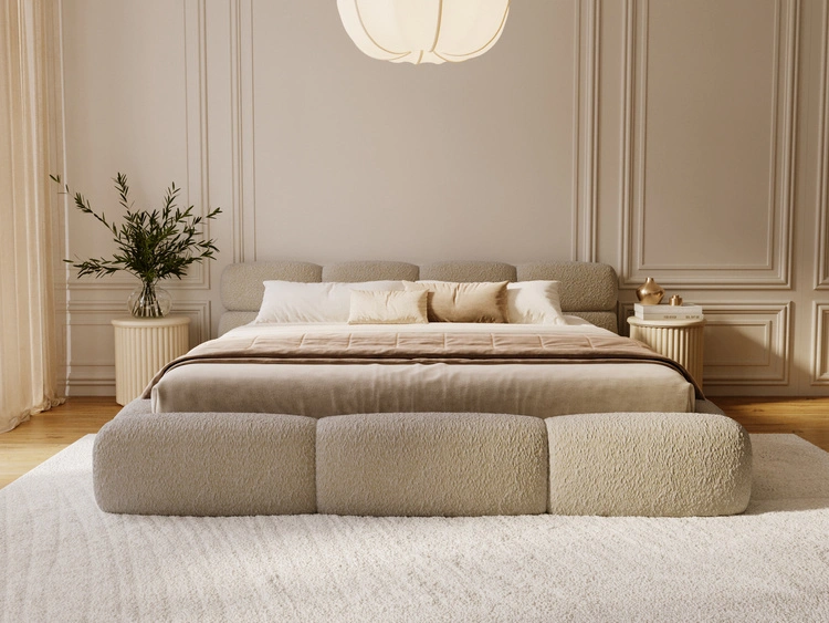 Polsterbett mit Bettkasten und Bettrost 200x200 Sweet Low Dunkelbeige