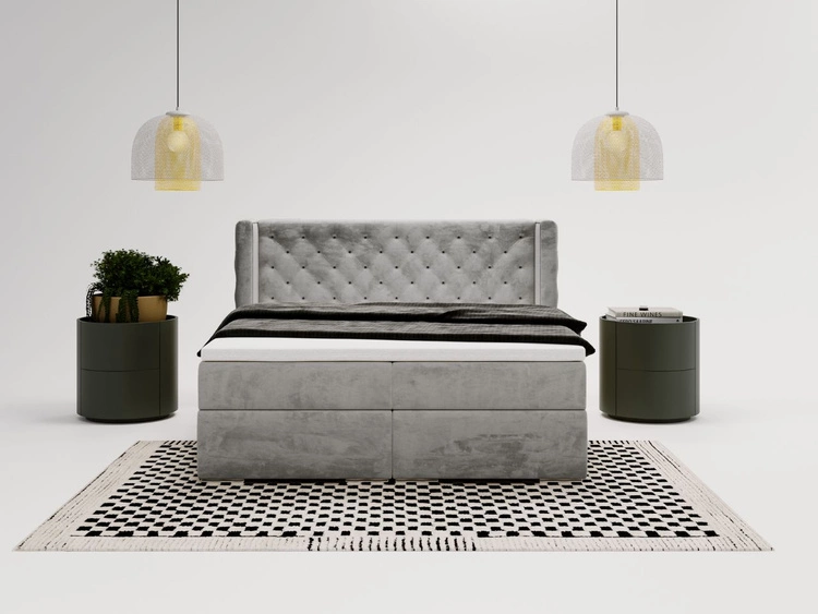 Boxspringbett mit Bettkasten 140x200 Lion Grau