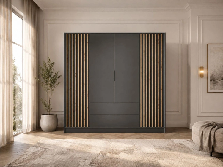 Kleiderschrank 206 cm Macron Graphit, Artisan Eiche