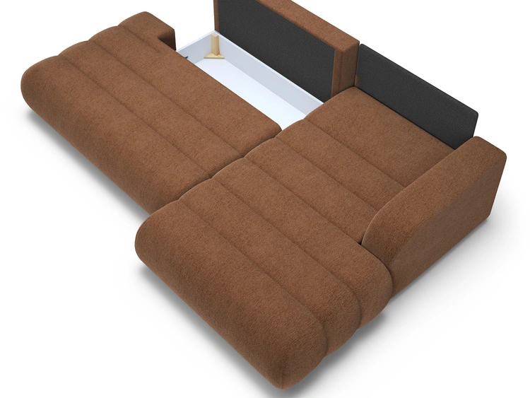 Ecksofa L-Form mit Schlaffunktion und Bettkasten Lisso Rechts Terrakotta