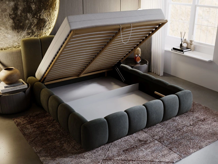 Polsterbett mit Bettkasten und Lattenrost 200x200 Cloud Dunkelgrau