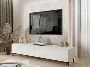 TV-Lowboard mit Türen auf Schwarzen Beinen 175 cm Sorelle Weiß Hochglanz