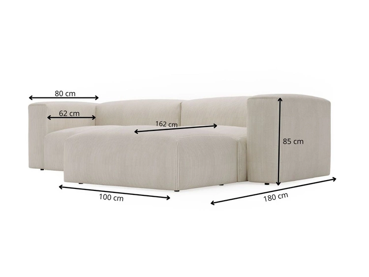 Ecksofa L-Form Rechts Moderne Cord Ecksofa Landi Grau