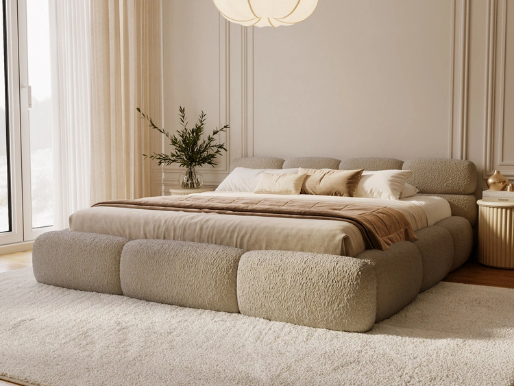 Polsterbett mit Bettkasten und Bettrost 200x200 Sweet Low Dunkelbeige