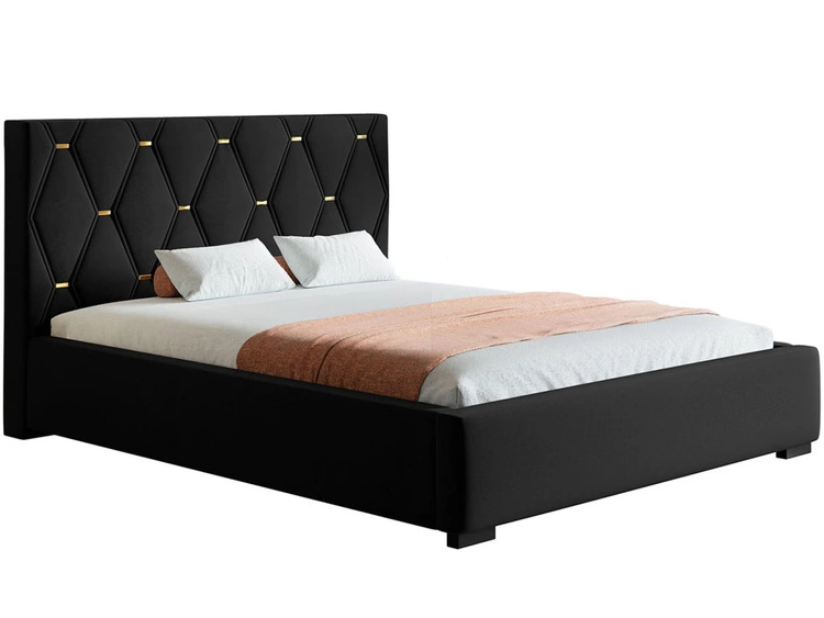 Polsterbett mit Bettkasten und Lattenrost 140x200 Tasso Schwarz