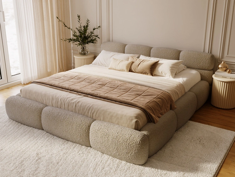Polsterbett mit Bettkasten und Bettrost 200x200 Sweet Low Dunkelbeige
