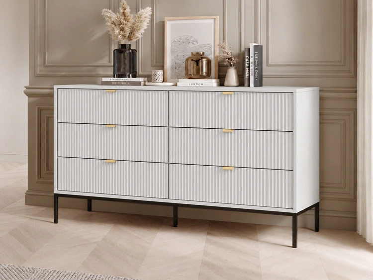 Kommode mit 6 Schubladen Amber Weiß