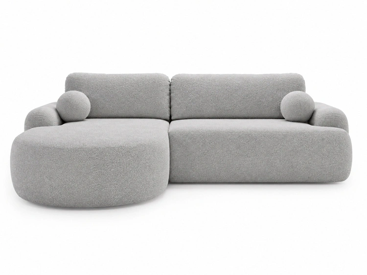 Ecksofa L-Form Links mit Schlaffunktion und Bettkasten Aurio Grau