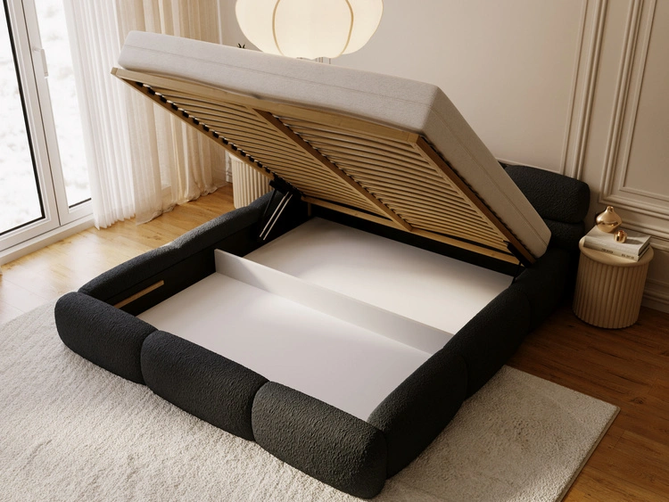 Polsterbett mit Bettkasten und Bettrost 140x200 Sweet Low Schwarz