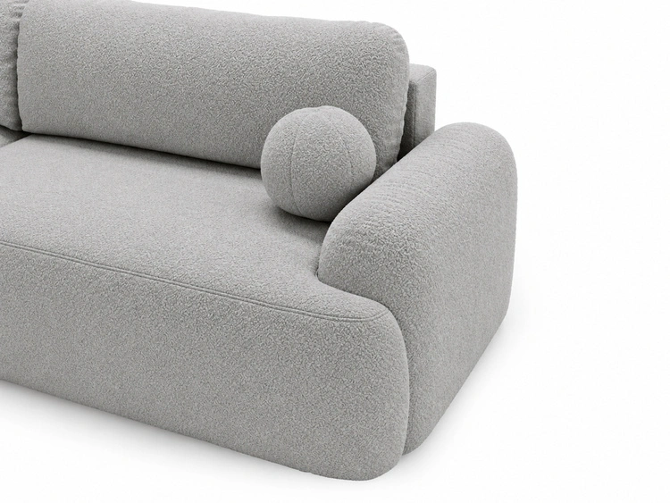 Ecksofa L-Form Links mit Schlaffunktion und Bettkasten Aurio Grau