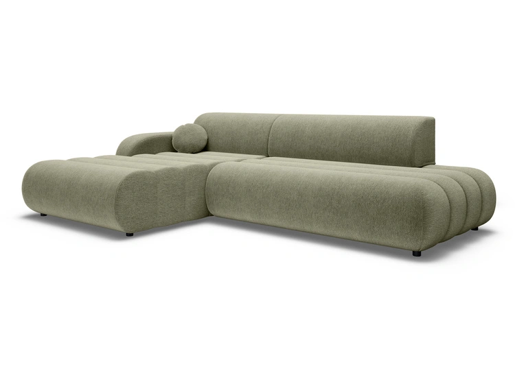 Ecksofa L-Form mit Schlaffunktion und Bettkasten Lisso Links Grün