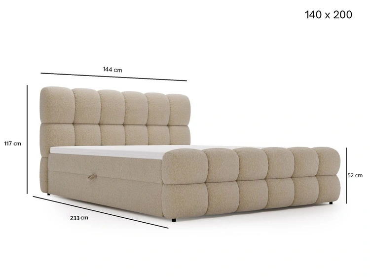 Boxspringbett mit Bettkasten 140x200 Modo Beige
