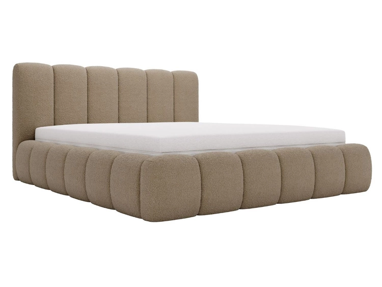 Polsterbett ohne Bettkasten mit Lattenrost 120x200 Cloud aus Bouclé-Stoff Braun