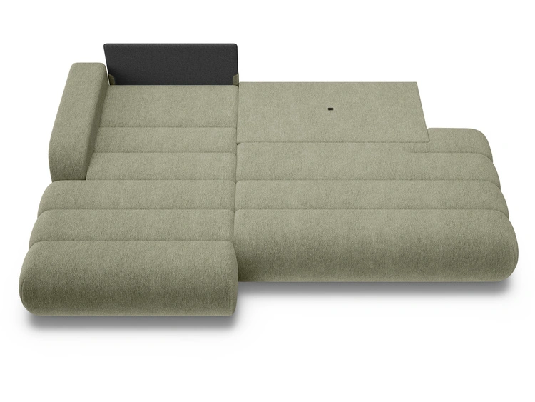 Ecksofa L-Form mit Schlaffunktion und Bettkasten Lisso Links Grün