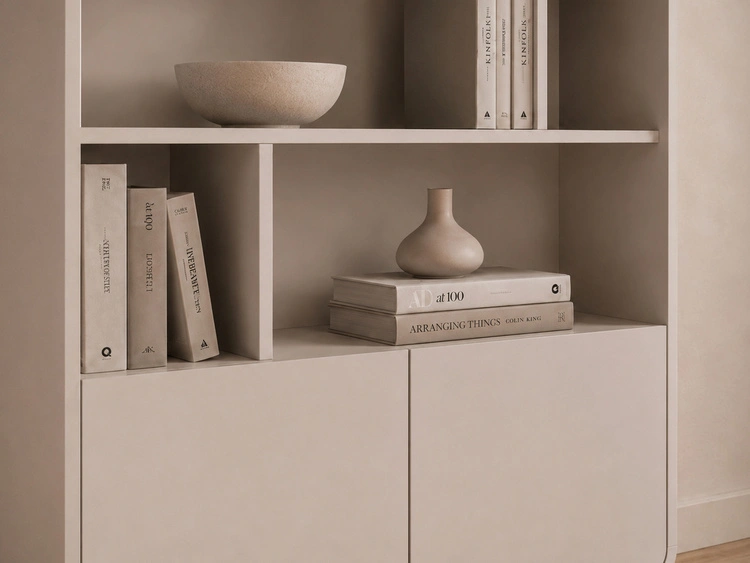 Bücherregal für das Wohnzimmer auf kugelförmigen Beinen Soffio Kaschmir
