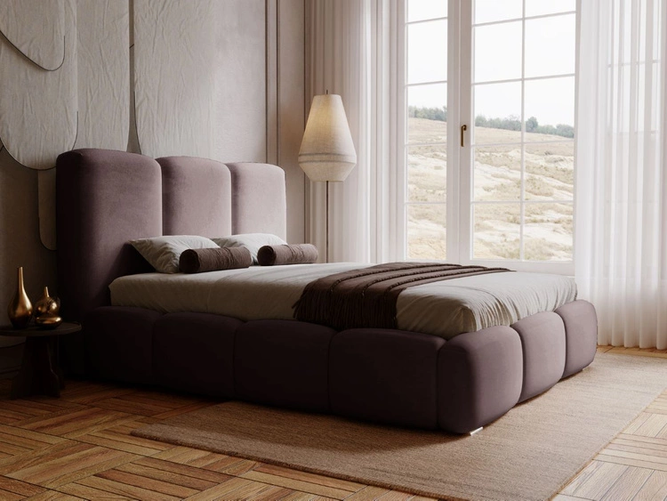 Polsterbett mit Bettkasten und Lattenrost 200x200 Bubble Braun