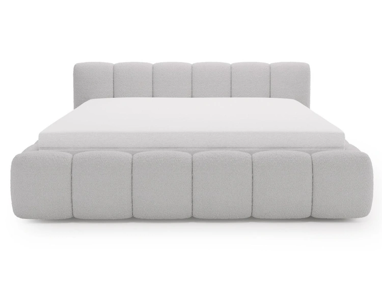 Polsterbett ohne Bettkasten mit Lattenrost 180x200 Cloud Low aus Bouclé-Stoff Grau