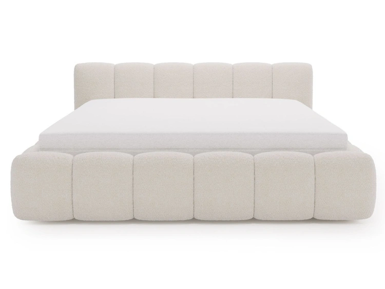 Polsterbett ohne Bettkasten mit Lattenrost 160x200 Cloud Low aus Bouclé-Stoff Beige