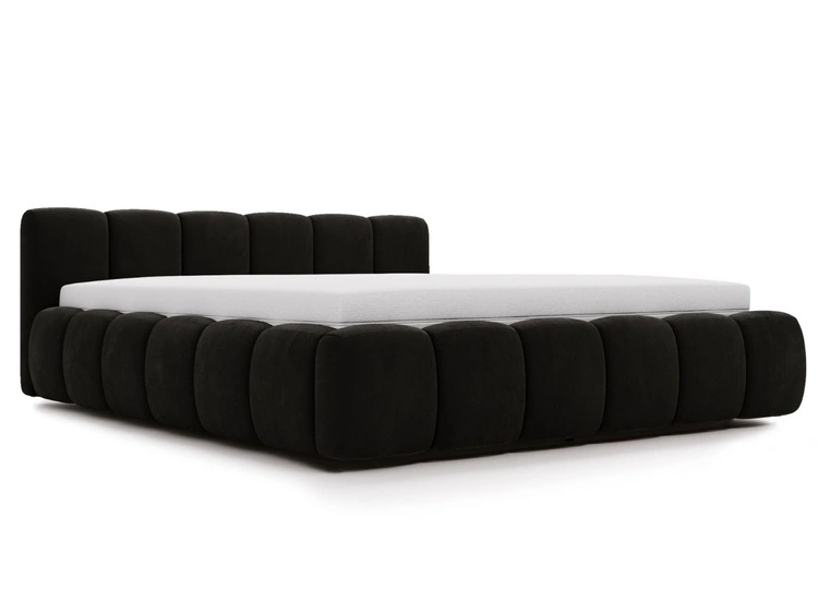 Polsterbett ohne Bettkasten mit Lattenrost 120x200 Cloud Low aus Samtstoff Schwarz
