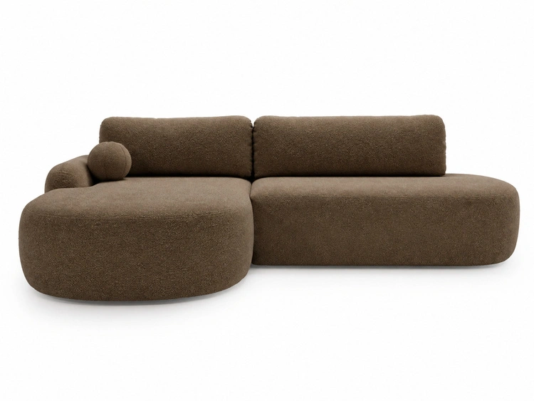 Ecksofa L-Form Links mit Schlaffunktion und Bettkasten Aurio O Braun