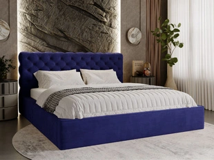 Polsterbett mit Bettkasten und Lattenrost 200x200 Apollo  Blau