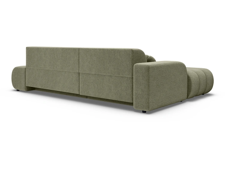 Ecksofa L-Form mit Schlaffunktion und Bettkasten Lisso Links Grün